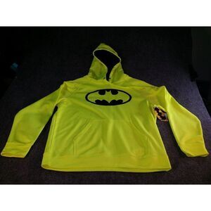 Batman DC Comics Thermal Fleece Hoodies Men Sz L Acid Yellow Animation NWT‎